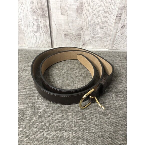 Unbranded Other - Genuine Leather Belt Mens Size 48 Brown with Removable Gold Tone Buckle